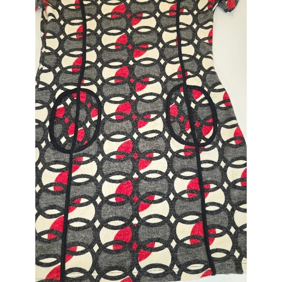 Arveh Women's XL Short Sleeve Knit Dress Red Gray White Circle Pattern - Picture 5 of 7